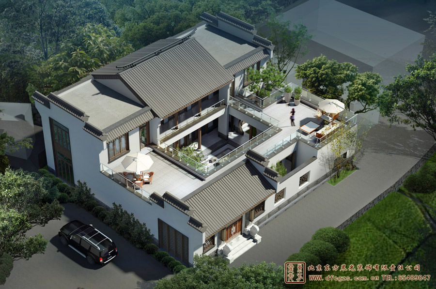 徽派仿古中式建筑裝修效果圖